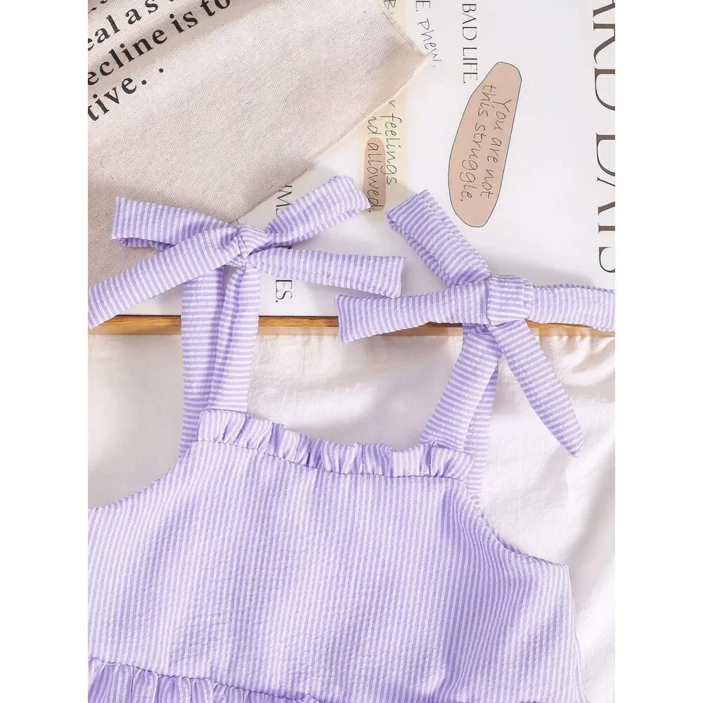 Children's Tie Strap Top & Layered Skirt Set